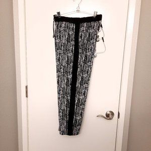 Vince Camuto - Black & White Animal Print Drawstring Tuxedo Jogger Pants